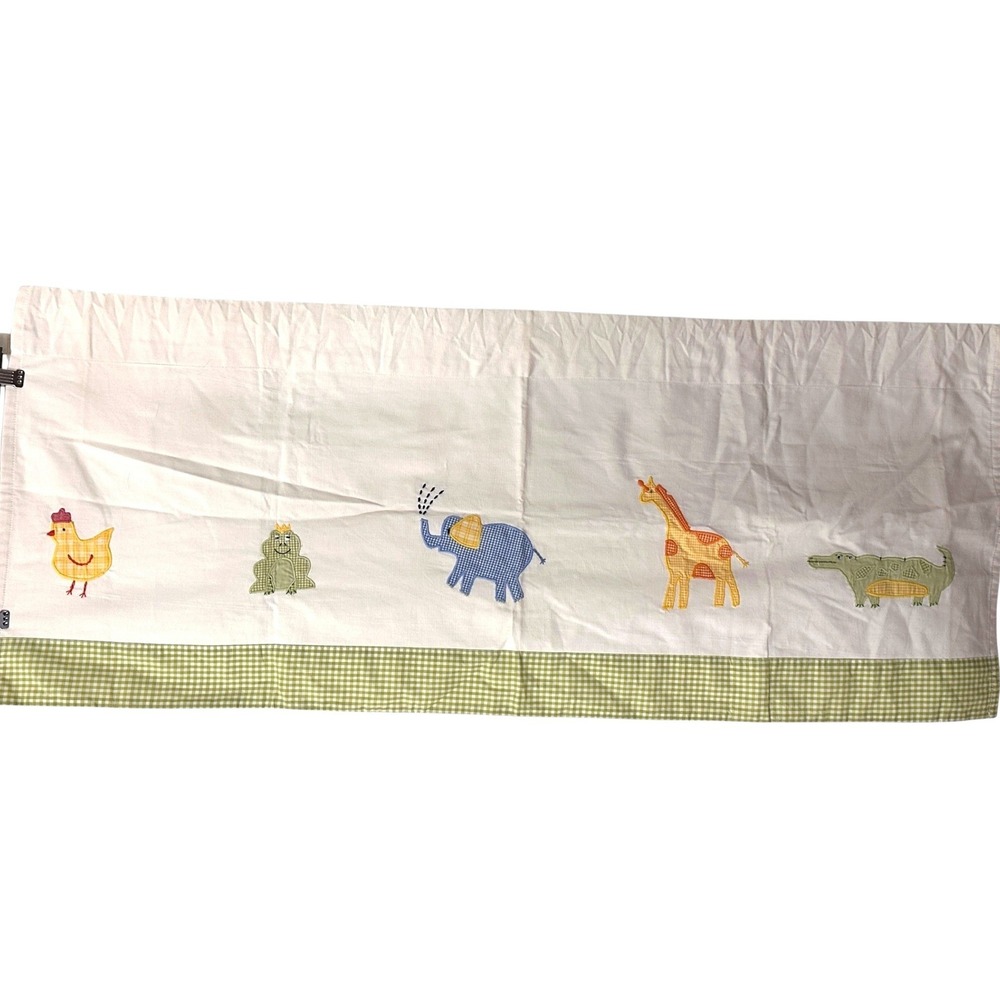 Pottery Barn Kids Animal Applique Window Valance 18x44 Gingham Cotton Nursery